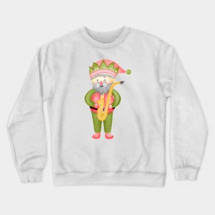 Cute santa claus playing saxophone. Crewneck Sweatshirt